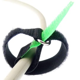 10 x 20 cm x 20 mm resealable Velcro cable ties, neon green with metal eyelet, cable Velcro tape, 200 mm, reusable