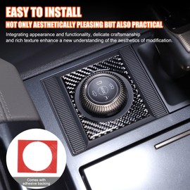 for Hummer EV Center Console Gear Shift Knob Multimedia Button Frame Cover Molding Real Carbon Fibre Trim Sticker Compatible with 2024 2025 Hummer EV Accessories Interior Decoration (Black)