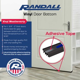 PVC & Vinyl Door Bottom | Weatherstrips Door | for 1 3/4” to 2” Thick Doors | Fits Gaps from 1/4” to 9/16” | Made in The USA (3 FT, Brown)