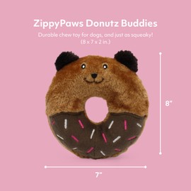 ZippyPaws Donutz Buddies Interactive Pet Toys - Donut Dog Hide and Seek Toy, Puppy Toys, Colorful Squeaky Dog Toys, Bear, original, (ZP1032)