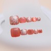 24Pcs French Press on Toenails Short Sequins Cat Eye False