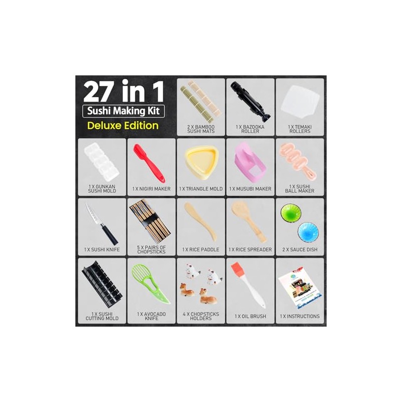 FUNGYAND - Kit de fabricación de sushi, juego profesional 27