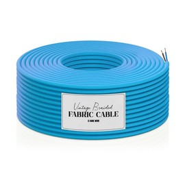 LEDSone Blue 2 Core 1m Vintage 2 Conductor Round 18 Gauge Cable Fabric Cloth Covered Electrical Wire, 3.28ft 2 conductors Lamp cable Modern Cloth Covered Wire for Pendant Lamp Industrial DIY Project