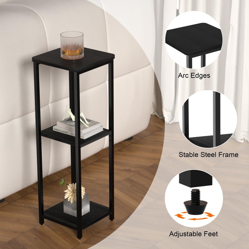 GHIMIGN 10" Wide Square Drink Table with Adjustable Feet -