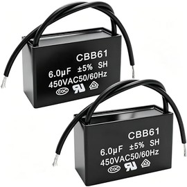 Twidec/2Pcs 450V AC 50/60Hz Condensador de funcionamiento de 2 cables de polipropileno metalizado para ventilador de techo Motor Start Run 6uf CBB61-6