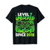 Level 7 Unlocked Awesome Since 2018 7th Birthday Gaming T-Shirt