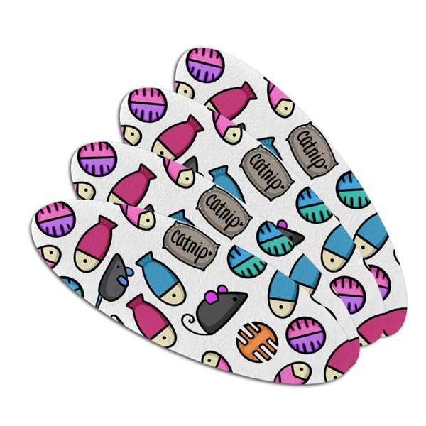 Cat Toys Mouse Fish Catnip Pattern Double-Sided Oval Nail File