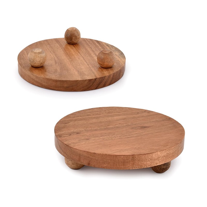 NIRMAN Display Stand Round Acacia Wood Stand for Display Wooden