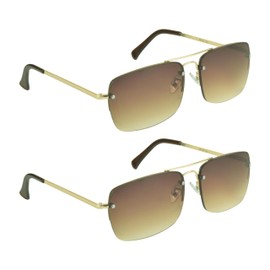 proSPORT Aviator Sunglasses Readers Full Lens Tinted Reading +2.25 Pack of 2 Pairs Gradient Brown Lens Gold Frame Men Women NOT BIFOCAL