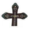 Rustic Western Cowboy Diamond Teardrop Crystals Tooled Leather Wall Cross