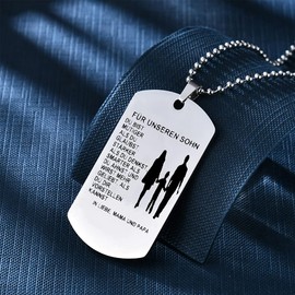 HAYOUWAY Silver Necklace Dog Tag Chains with Pendant Stainless Steel Men's Jewellery for Men Son Boys Birthday Gift from Mum Dad, Stainless Steel, Pearl