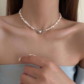 Pearl Necklace for Women Layered Necklace Pearl Choker Necklace for Women White Pearl Chunky Necklace Beaded Prom Necklace Christmas Gifts Stocking Stuffers for Women