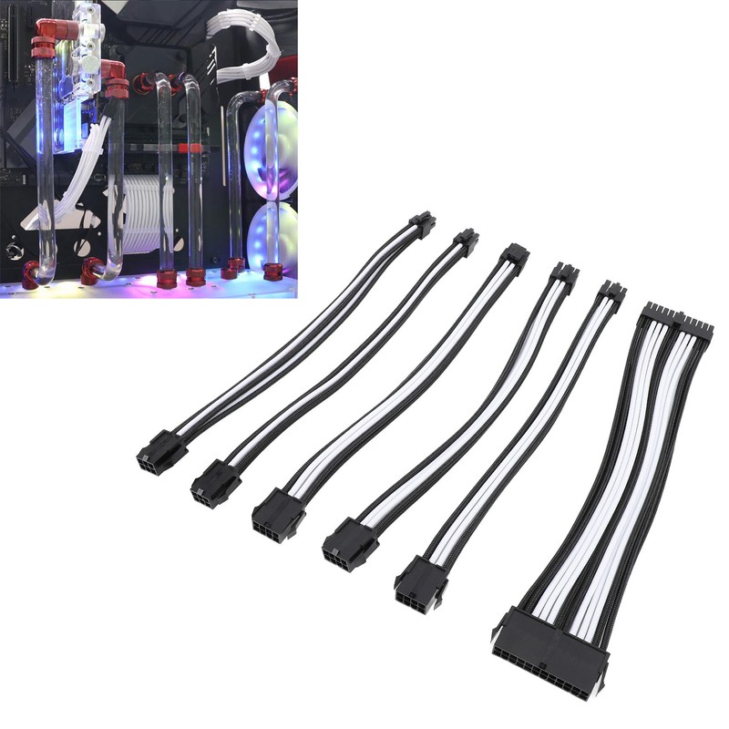 6PCS PC Extension Cable Set 30cm 24 Pin Motherboard Extension