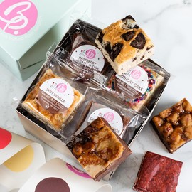 Brownie Points Baby Brownies, 8-Individually Wrapped, Fine and Fresh Ingredients, Perfect for Him, Her, Friends or Family. (Gift box and Bow with 8 Brownies - BP_BABY8) Fudge Chocolate Brownies, Baked from Scratch, Gourmet Sweet Desserts