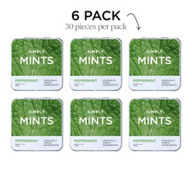 SIMPLY MINTS Natural Peppermint Breath Mints, 6 Pack (180 Pieces), Made With Real Peppermint Oil | Aspartame-Free, Sorbitol-Free, Xylitol-Free, Vegan, Kosher, Non-GMO