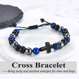 OAVOOK Confirmation Gifts for Teenage Boys Catholic Cross Bracelet Christian Gift for Teen Confirmation Sponsor Decorations