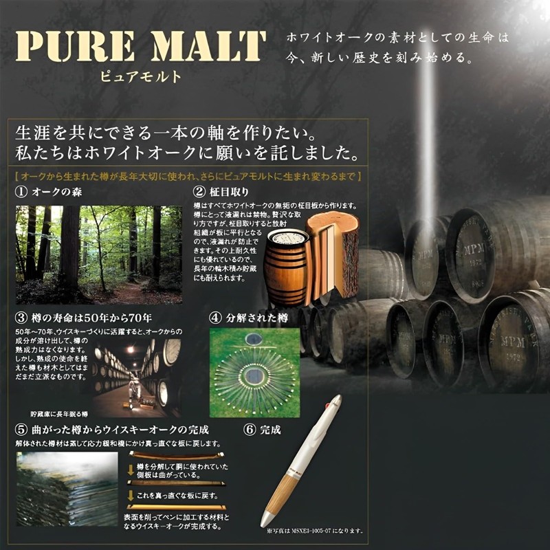 Mitsubishi Pencil Gel Ballpoint Pen, Pure Malt, 0.5, UMN515.70, Natural