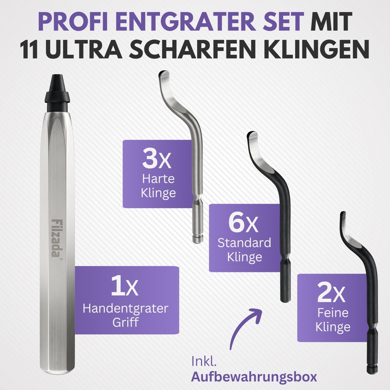Filzada Deburring Metal with 11 High-Quality Stainless Steel Blades -
