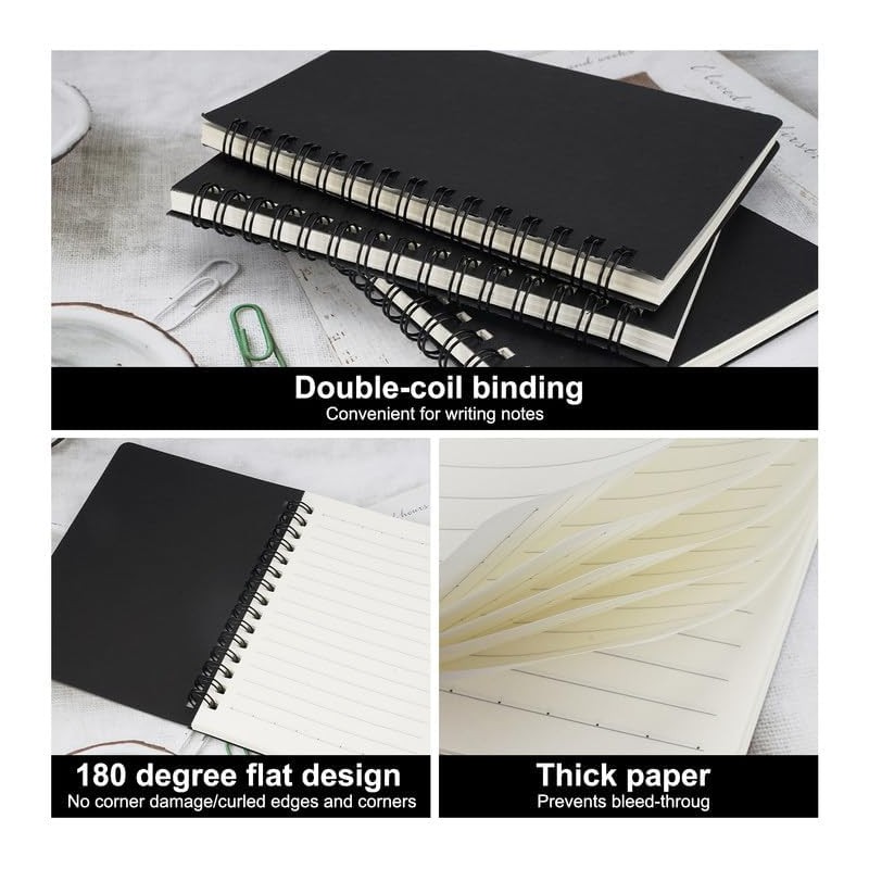 6 Pack Spiral Notebook A6,105mm x 148mm Shorthand Notebook,Kraft Notebook,A6