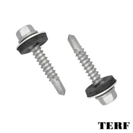 TERF® Light Duty Sheet to Steel Roofing Screw 5.5mm X 50mm (No.12 X 2) Hex Head With EPDM Sealing Washer Self Drilling Self Tapping Roofing Screw - Pack of 25