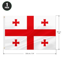 ASUNO Georgia Flag 3 × 5 Feet Polyester Georgian National Banner with 2 Brass Grommets Double Side Vivid Color Fade Resistant for Outside Garden Lawn Patio