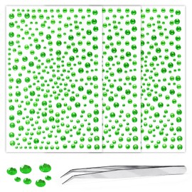 Self Adhesive Face Gems and Pearls for Makeup, Festival Jewels, Hair Gems, Rhinestone Stickers for Face, Eye, Makeup, Nail, Body, Crafts 3/4/5/6 mm 975Pcs (26.gem_applegreen)