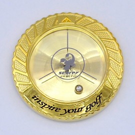 scorpy Golf Level Ball Marker with Metal Bead and Hat Clip, High Precision Putting Green Reading Aid Golf Accessories (Model Galaxy, Gold)