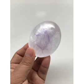 1pc,2.5"-2.8" White Selenite Palmstone Oval Healing Crystal Reiki Morocco,SLM07
