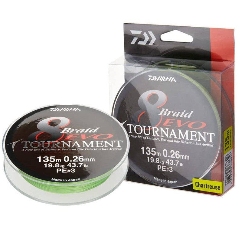Daiwa Tournament 8 Braid EVO 0.16mm, 12,2kg/26,8lbs 135m chartreuse