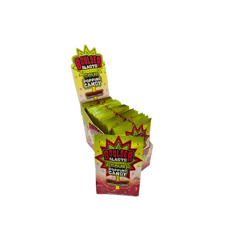 Koko's Boulder Blasts Sour Popping Candy Case of 24 Pouches