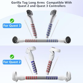 Saqico 3 in 1 Gorilla Tag Long Arms for Meta Quest 3S/3 and Oculus Meta Quest 2,Beat Saber Handles Attachment/Golf Club Extension Grips for VR Sticks Controller Accessories,Enhance VR Game Experience