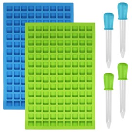 SENHAI 2 Packs Square Silicone Mold, 126 Cavity Flexible and Non-stick Ice Cube Trays Candy Fudge Chocolate Jelly Molds - 1 Blue & 1 Green