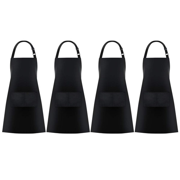 Jubatus 4 Pack Bib Aprons with 2 Pockets Cooking Chef