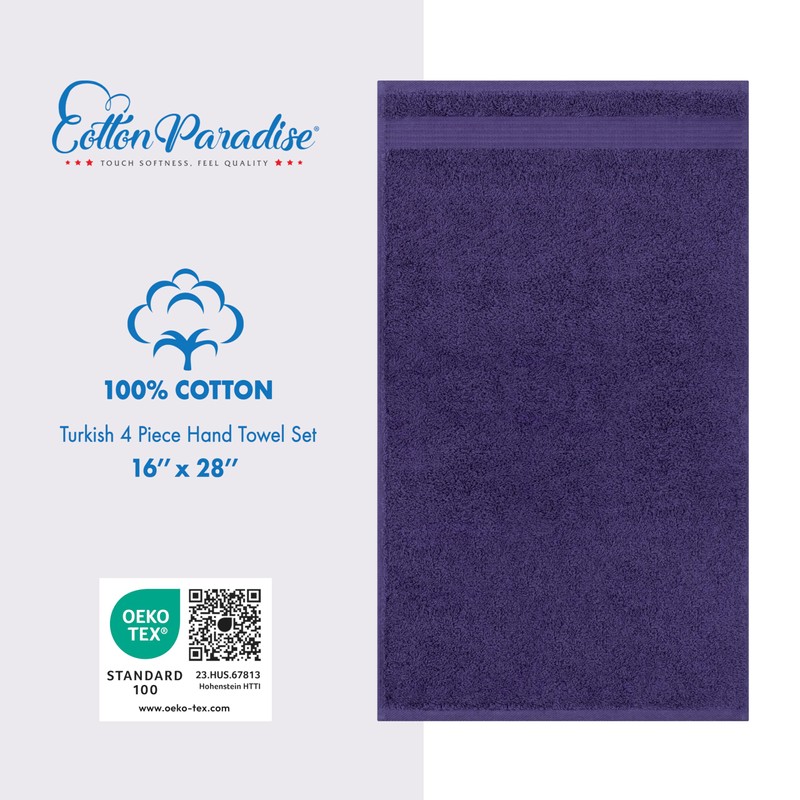 Cotton Paradise Hand Towels for Bathroom, 100% Turkish Cotton 16x28