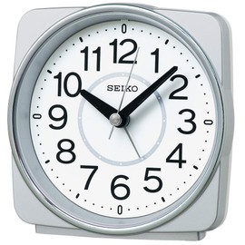 Seiko Clock KR335S Table Clock, Silver Metallic, Body Size: 4.3 x 4.3 x 2.4 inches (10.8 x 11.0 x 6.0 cm), Alarm Clock, Radio, Analog