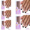Maigitur Black French Tip Nails - Press On Coffin Shape