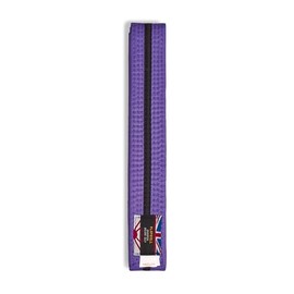 Martial Arts Cotton Coloured Belt With Black Stripe Grading Belt - (Karate, Judo Taekwondo) (Purple Belt with Black Stripe, 280cm)