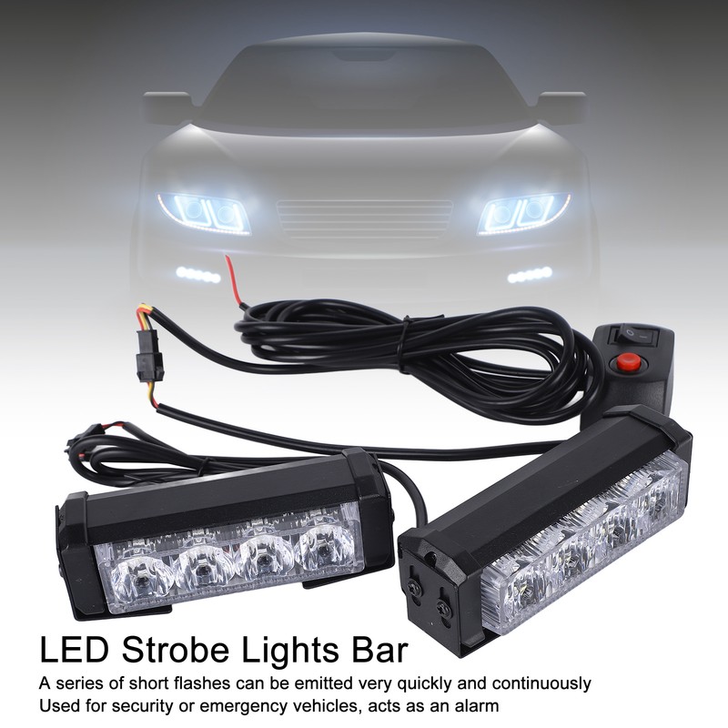 24W 12V 8LED Strobe Lights Bar High Brightness Warning Caution