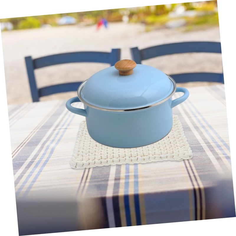 Ipetboom Square Woven Cotton Pot Mat Thick Heat-Resistant Trivet for