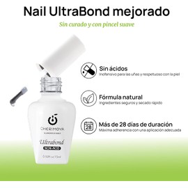 Cherimoya Ultrabond Primer Adherente Sin Ácido para Gel 15ml Sin UV/LED Compatible con Esmalte Semipermanente, Acrílico, Polygel y Extensiones – Fijación Duradera sin Levantamiento