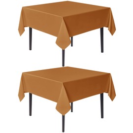 sancua Thanksgiving Square Tablecloths 85x85 Inch Bronze, 2 Pack - Fabric Fall Table Cloth for Square or Round Tables, Washable Polyester Table Cover for Dinner, Holiday Party, Display Tables