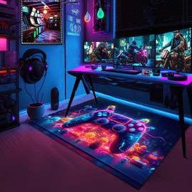Boys Gaming Rug for Boys Bedroom,3D Printed Gamepad Kids Gaming Rug for Bedroom Living Room Washable Non-Slip Rugs Pads(48x32inches,120x80cm)