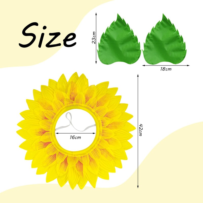 OAOSDH 1 Sunflower Headwear, 1 Pair of Green Leaf Gloves,