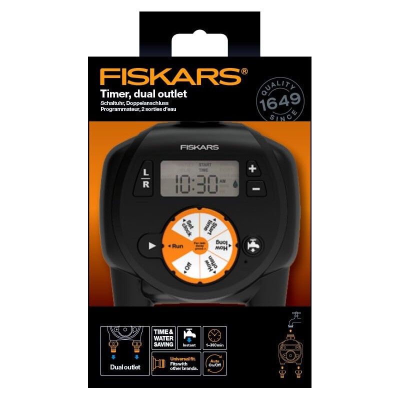 Fiskars Timer with 2 Outputs, For All Standard Tap Sizes,