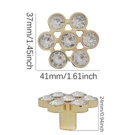 Sutfmwe Crystal Drawer Knobs, Rhinestone Cabinet Knobs, Crystal Rhinestone Decorative Dresser Knobs, Funky Furniture Hardware Single Hole Gold Pull Handle Knobs 4PCS