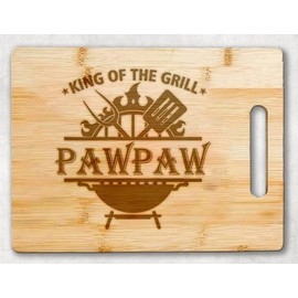 HKDesignGift King Of The Grill Bamboo Cutting Board - 11.4'L x 8.6'W - Brown - Meat - Grooved - Rectangular