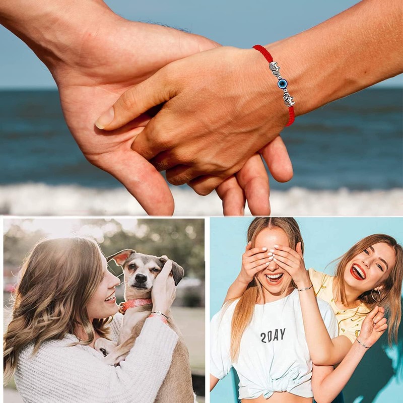 GeorgeX Paquete de Dos Pulseras Trenzadas Rojas Pulsera de Protección