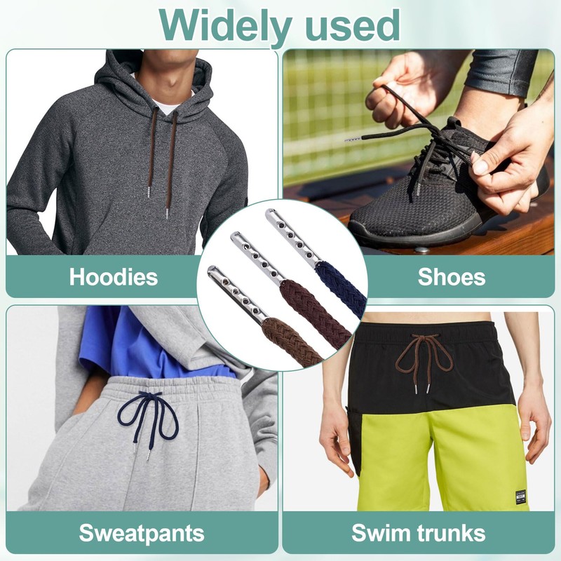 Winsyison 6pcs Drawstring Cord with Spring Threader Tool, 57.4in Hoodie