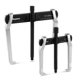 Reywoo 6 Inch 10 Inch 2-Jaw Gear Puller and Bearing Puller Set Adjustable CR-V Steel Tool with Reversible Jaws for Internal External Pulling Removes Pulleys Flywheels Bearings Gears