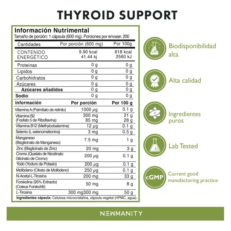 Suplemento en cpsula Newmanity MineralesVitaminas de Thyro-T x 200cpsulas